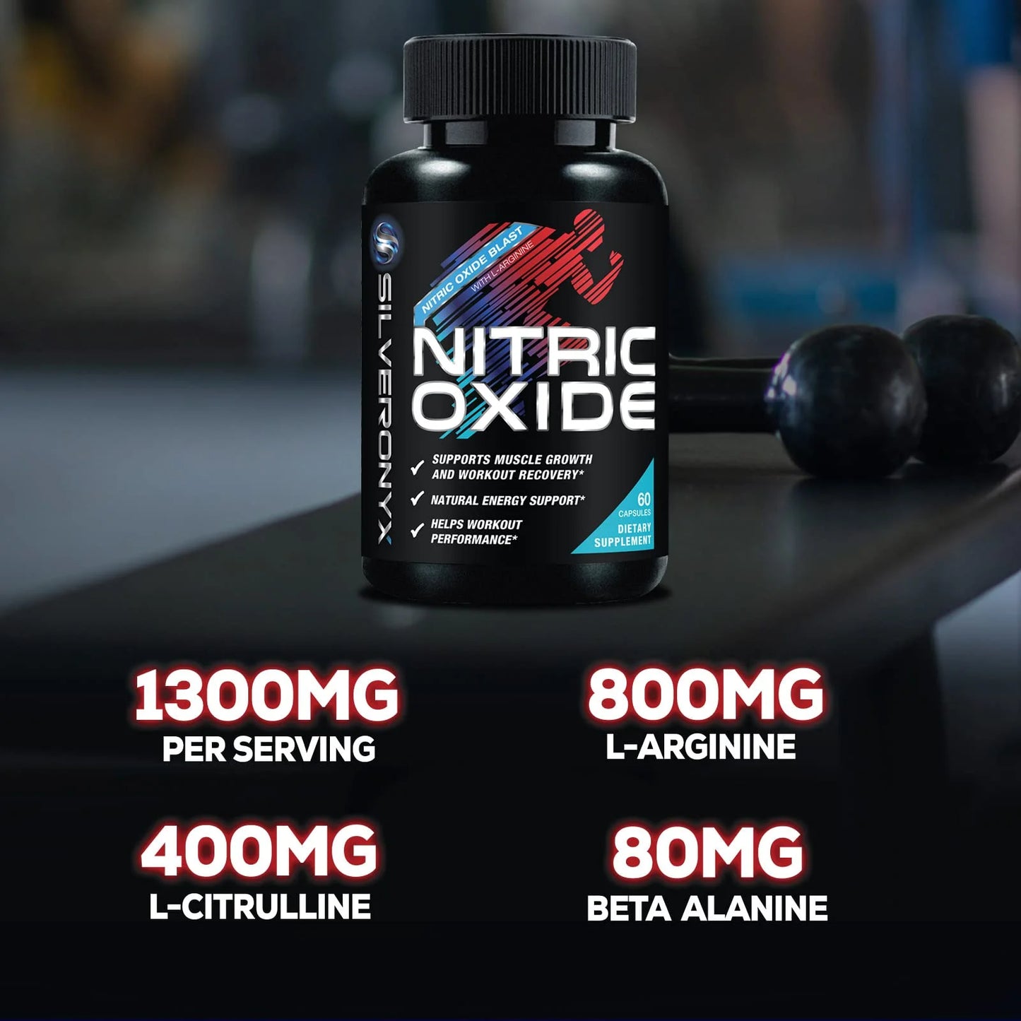 Extra Strength Nitric Oxide Supplement 3X Strength L Arginine, Citrulline Malate, AAKG, Beta Alanine - Premium Muscle Supporting Nitric Booster - Natural Energy & Heart Health Support - 60 Capsules