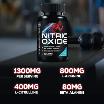 Extra Strength Nitric Oxide Supplement 3X Strength L Arginine, Citrulline Malate, AAKG, Beta Alanine - Premium Muscle Supporting Nitric Booster - Natural Energy & Heart Health Support - 60 Capsules