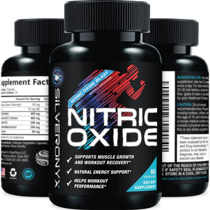 Extra Strength Nitric Oxide Supplement 3X Strength L Arginine, Citrulline Malate, AAKG, Beta Alanine - Premium Muscle Supporting Nitric Booster - Natural Energy & Heart Health Support - 60 Capsules