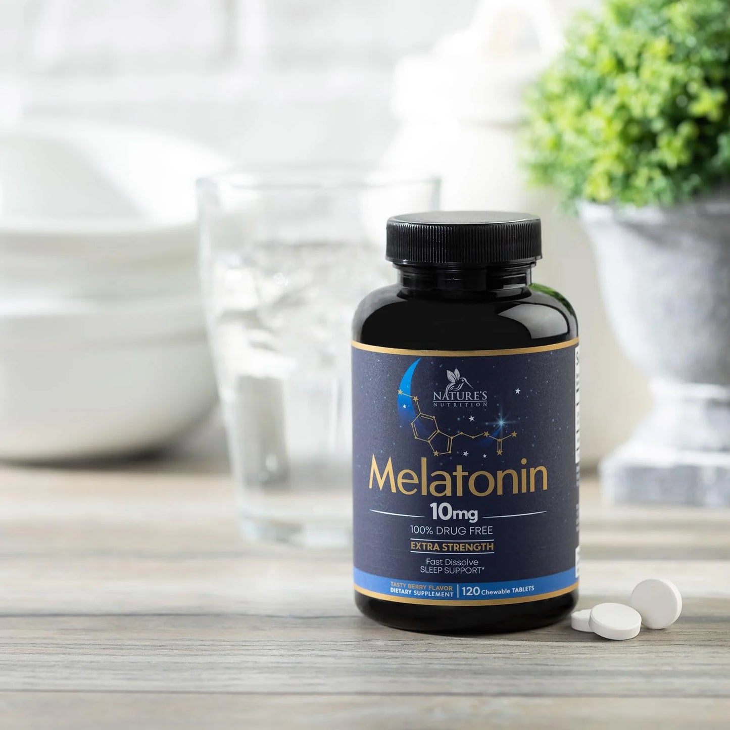Melatonin 10 Mg Fast Dissolve, Melatonin Supplements for Restful Sleep, Natural Sleep Support Supplement for Adults, Extra Strength Strawberry-Flavored Tablets, Sugar Free, 120 Tablets 120 Day Supply