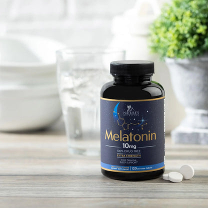 Melatonin 10 Mg Fast Dissolve, Melatonin Supplements for Restful Sleep, Natural Sleep Support Supplement for Adults, Extra Strength Strawberry-Flavored Tablets, Sugar Free, 120 Tablets 120 Day Supply