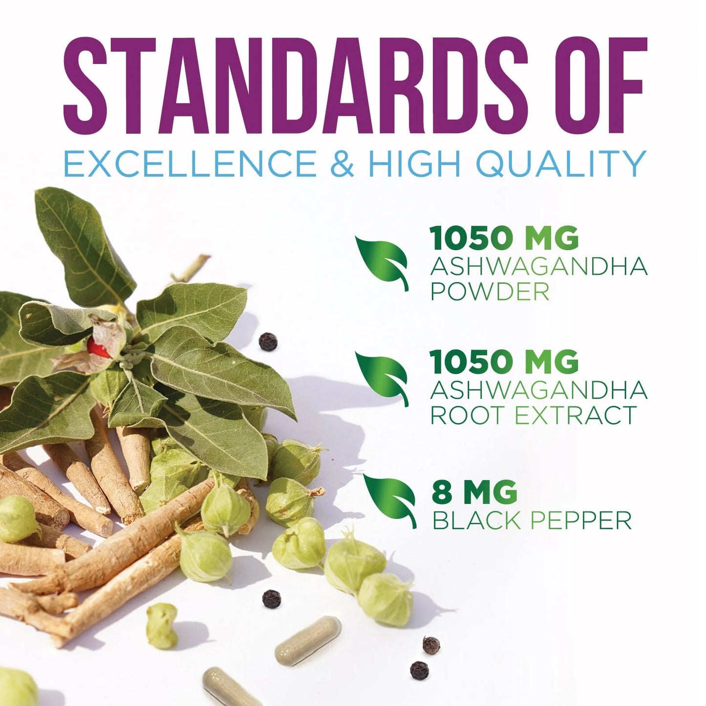 Organic Ashwagandha Extra Strength 1950 Mg - Ashwagandha Supplements for Women & Men, Antioxidant Support, Nature'S Vegan Ashwagandha Powder Organic, Non-Gmo & Gluten Free - 120 Capsules