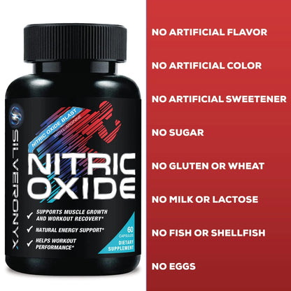 Extra Strength Nitric Oxide Supplement 3X Strength L Arginine, Citrulline Malate, AAKG, Beta Alanine - Premium Muscle Supporting Nitric Booster - Natural Energy & Heart Health Support - 60 Capsules