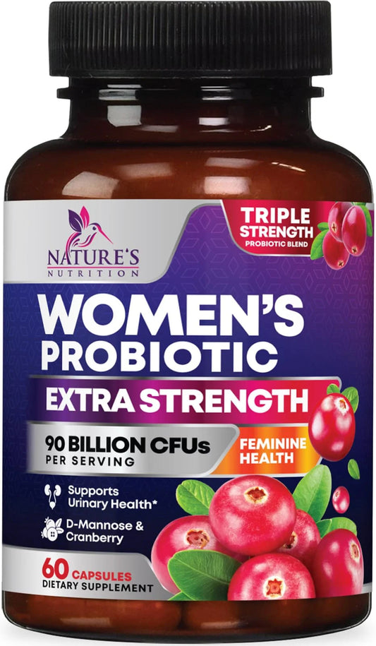 Probiotics for Women Digestive Health Support, 90 Billion CFU Women'S Probiotic, 16 Strains, Cranberry, Vaginal Probiotic with Prebiotics, PH, Immune, Urinary, & Feminine Health Support, 60 Capsules